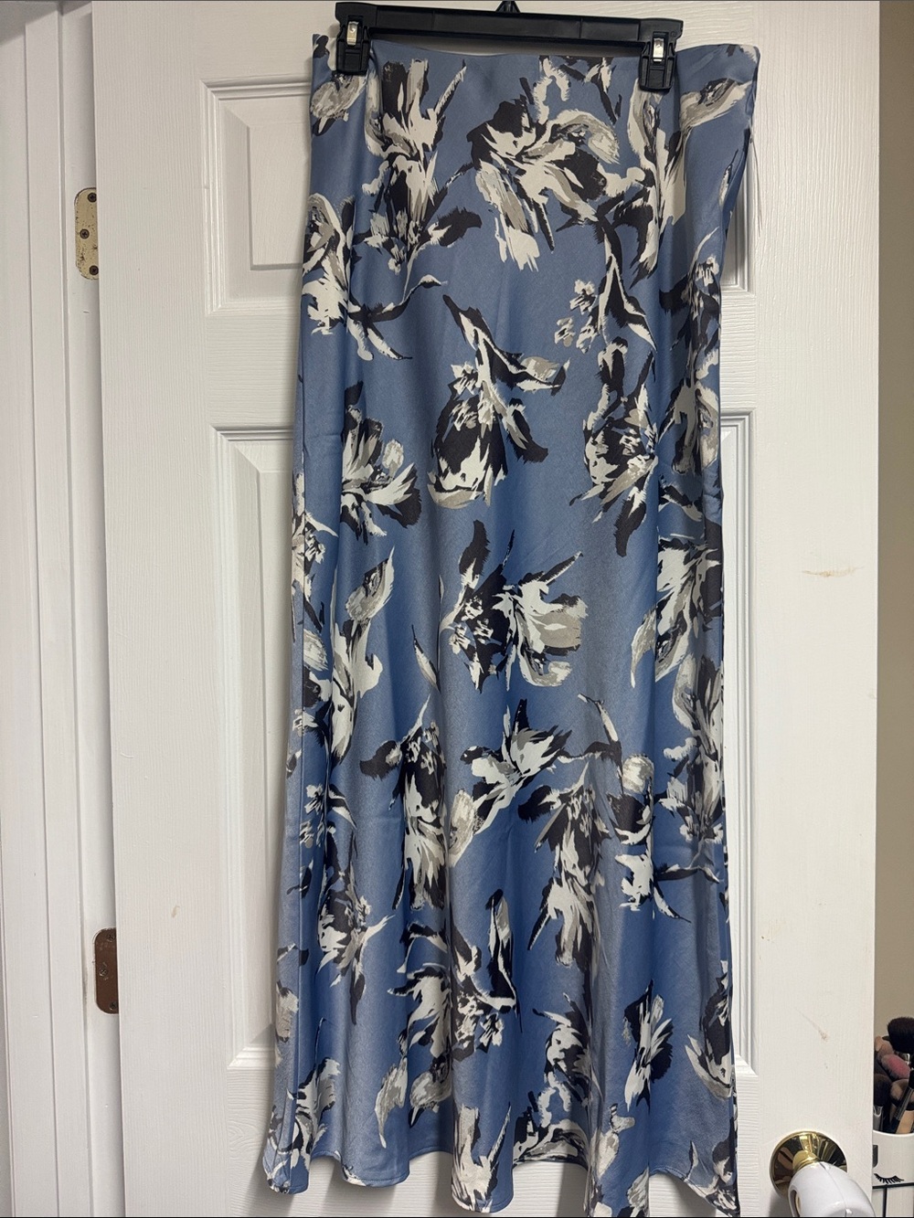 Blue Floral Bias-Cut Maxi Dress